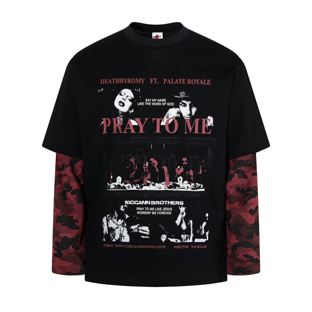 Camouflage fake two long sleeved T-shirts