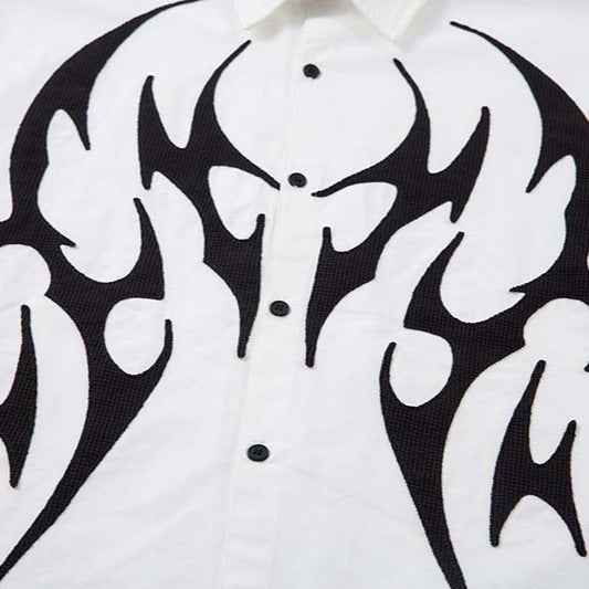 Pattern sticker embroidery lapel fake two shirts