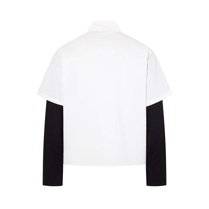 Pattern sticker embroidery lapel fake two shirts