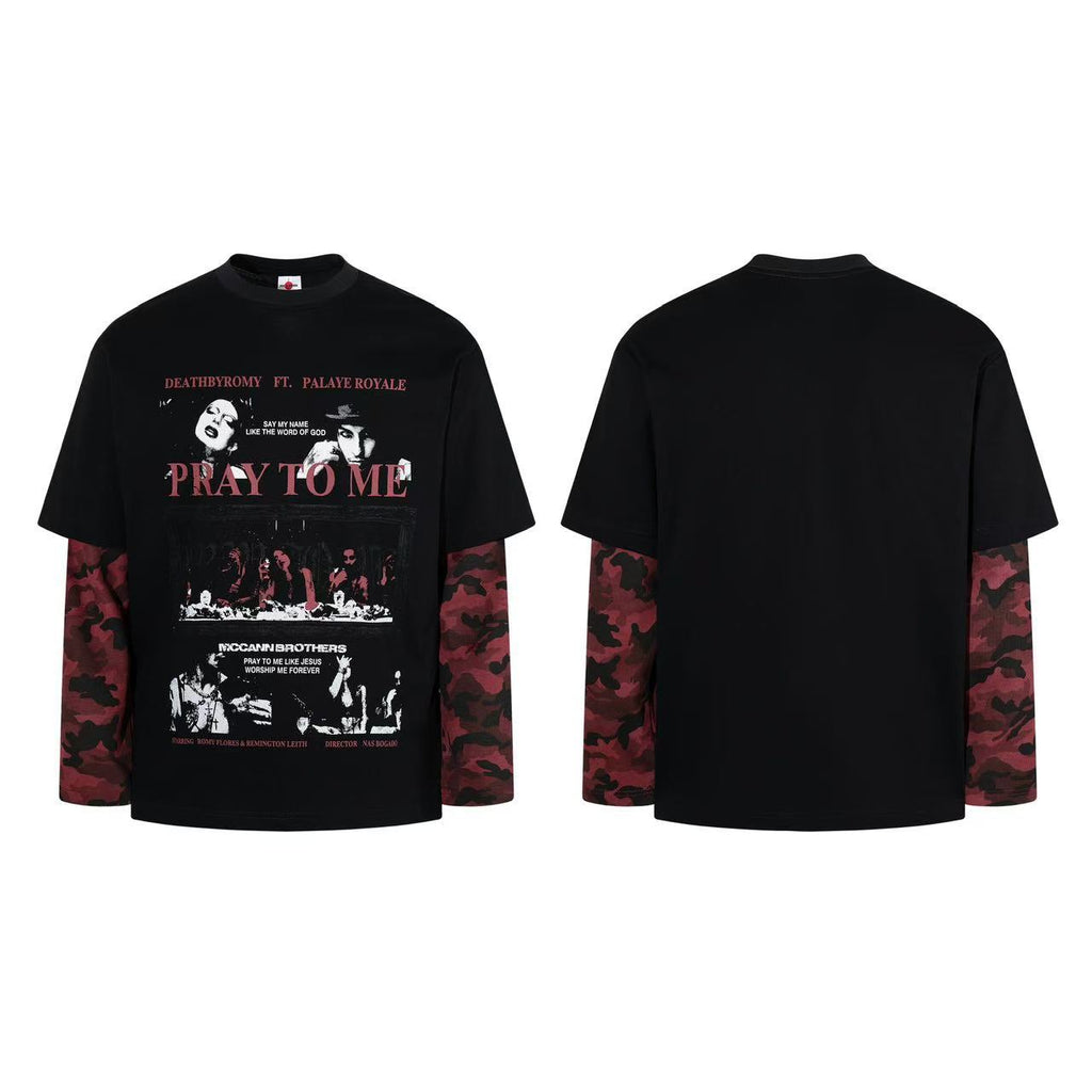 Camouflage fake two long sleeved T-shirts