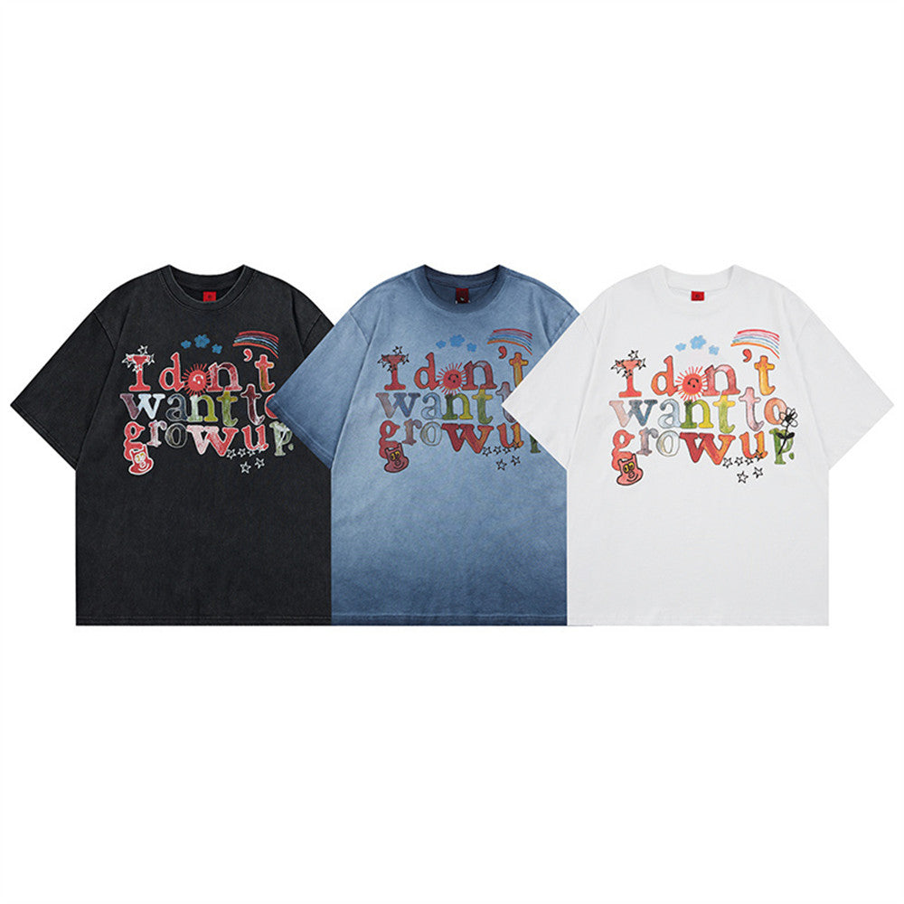 Graffiti letter printing for old dirty t-shirts