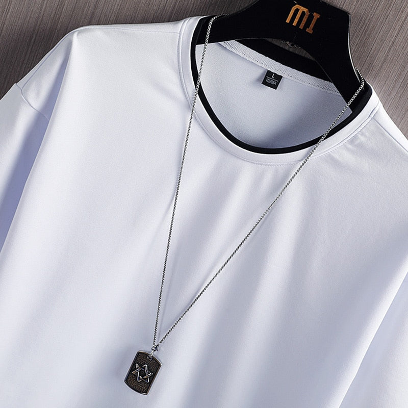 Summer Mens Casual T-Shirts New Male Solid Color Short Sleeve T Shirts Men Loose Tops Tees Harajuku Sportswear Tracksuit Clothes