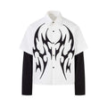 Pattern sticker embroidery lapel fake two shirts