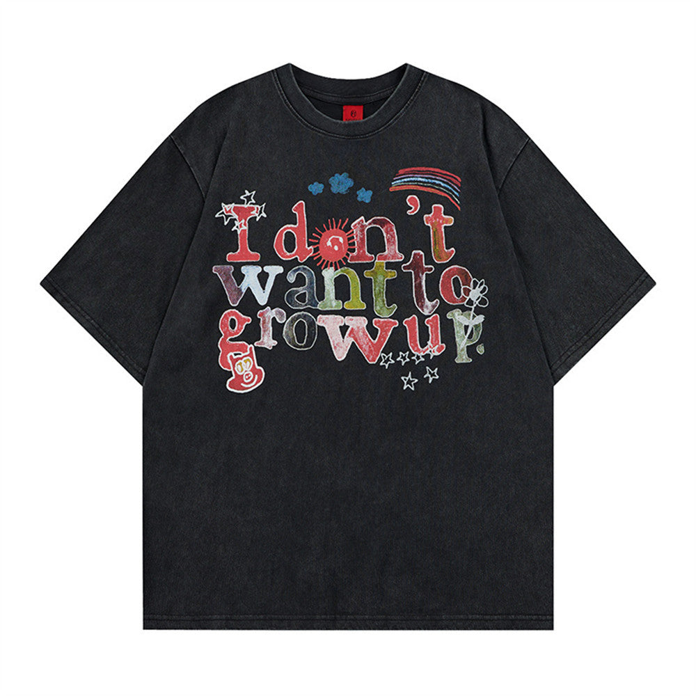 Graffiti letter printing for old dirty t-shirts